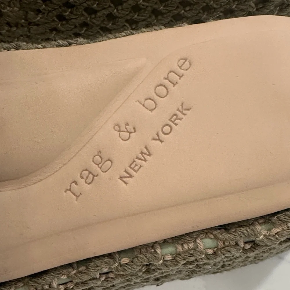 rag & bone Olive Green Woven Platform Slide Sandals - Picture 2 of 7